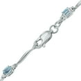 thumbnail image 4 of SZUL Women's Aquamarine and Diamond Wave Link Bracelet in .925 Sterling Silver, 4 of 7