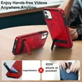 thumbnail image 3 of for iPhone 11 PU Leather Back Case, Built-in Invisible Stand [Compatible with Magsafe] Protective Slim Kickstand Anti-fall Phone Cover Compatible with iPhone 11, Winered, 3 of 8