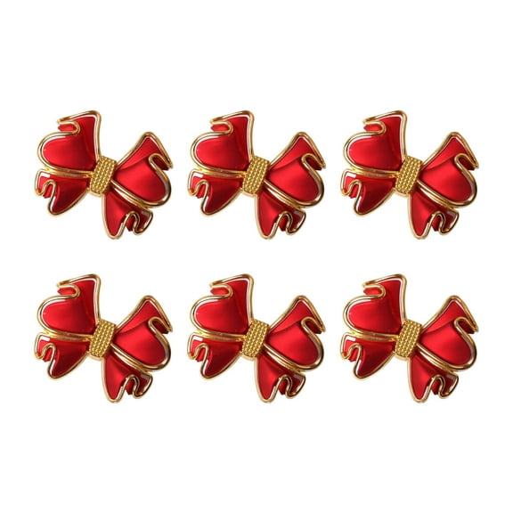 6pcs Elegant Napkin Acrylic Red-Bow Napkin Rings Table Decor for Dining Table Setting Wedding Receptions Christmas