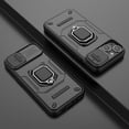 thumbnail image 5 of Compatible with iPhone 14 Stand Case with Slide Camera Cover Military Grade Heavy Duty Rugged Full Body Shockproof Protection Built-in Ring Kickstand Hard Back Case, Black, 5 of 5
