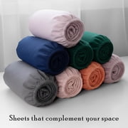 Color Sense 100% Cotton Percale Single Fitted Bedsheet Cool & Crisp Queen White