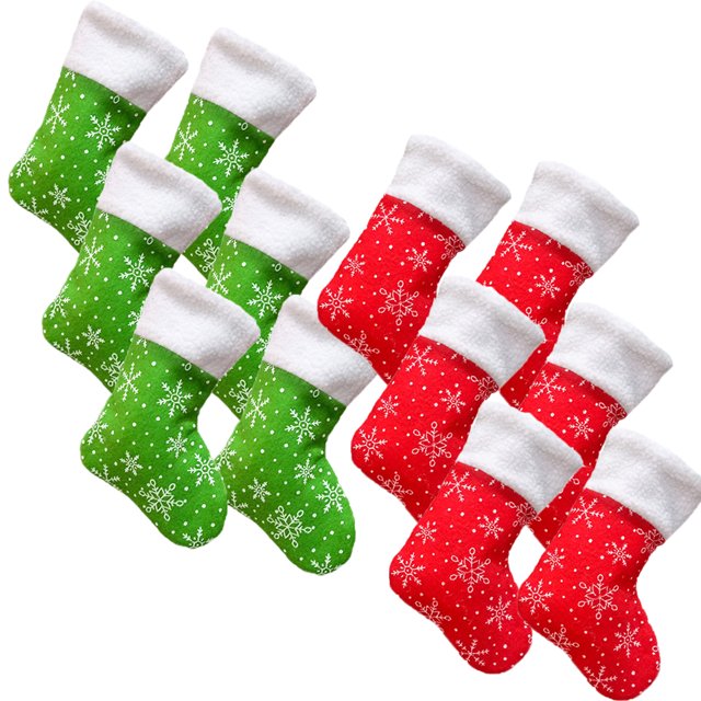 Baywell Christmas Decorations Mini Christmas Stockings 12 Pack, Small