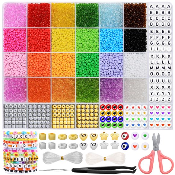 IOOLEEM 10000+pcs 3mm Glass Seed Beads Kit for Jewelry Making and Bracelets
