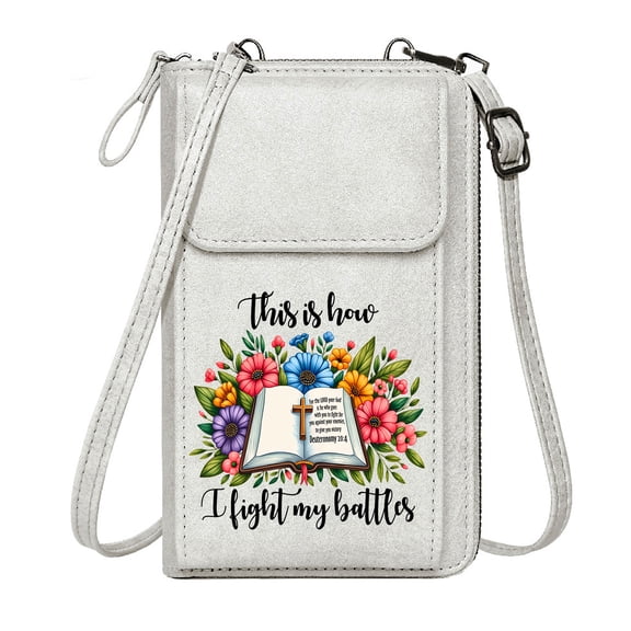 OIDERY Cell Phone Purse with Zipper Phone Bags for Women Bible Cross Floral arrangement Classic Outfit Personalized Gifts for Girlfriend Friends