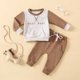 thumbnail image 5 of Sudadera Para Niños Pequeños Otoño Invierno Niñas Niños Cuello Redondo Manga Larga Casualletter Imprimir Suéter Pantalones Conjunto Marrón Odeerbi LM103-6564, 5 of 9