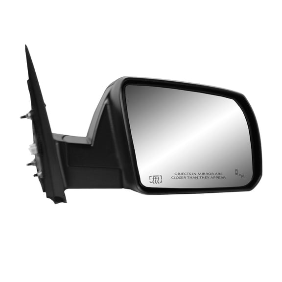 70229T - Fit System Passenger Side Mirror for 14-18 Toyota Tundra, textured black w/ chrome cover, w/ blind spot detection, foldaway, Passenger Side, Heated Power
