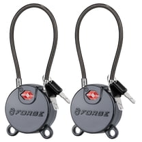 Forge TSA Approved Key Luggage Locks, TSA006 Ultra-Secure Key. Black, 2-Pack.