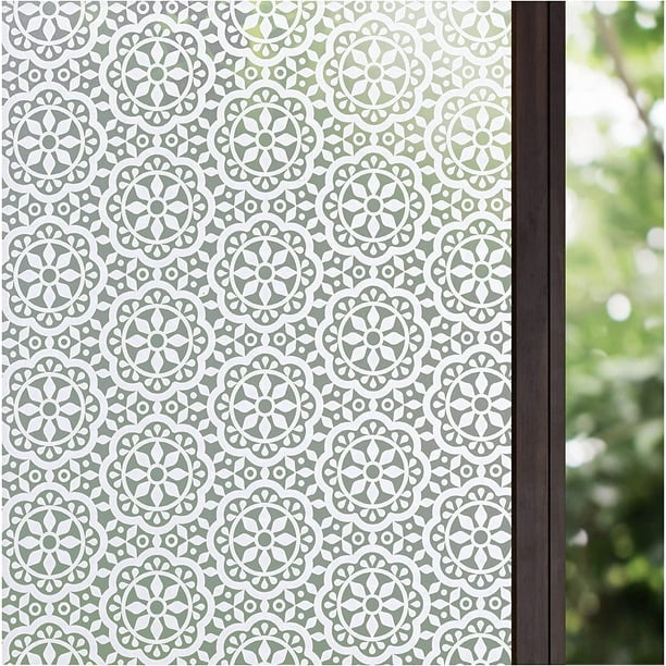 RV 1 rollo (45 cm x 100 cm) Película para ventana Película esmerilada con estampado de privacidad para ventanas de vidrio Vinilo adhesivo estático opaco decorativo de encaje Película para ventana autoadhesiva para el hogar y la oficina BRILLAR Rojo Verde