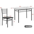 thumbnail image 2 of FDW Dining Table Set and Chairs for 4 Dining Set Home Furniture Rectangular Modern Chairs, Metal Legs for Breakfast Nook Kitchen Room (Glass), Black, 2 of 7
