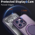 thumbnail image 6 of Magnetic Ring Stand Case for iPhone 15 Pro Max [Compatible with MagSafe] with Rotatable Ring Holder, Mechanical Structure Military Drop Protection Shockproof Translucent Cover, Purple, 6 of 6