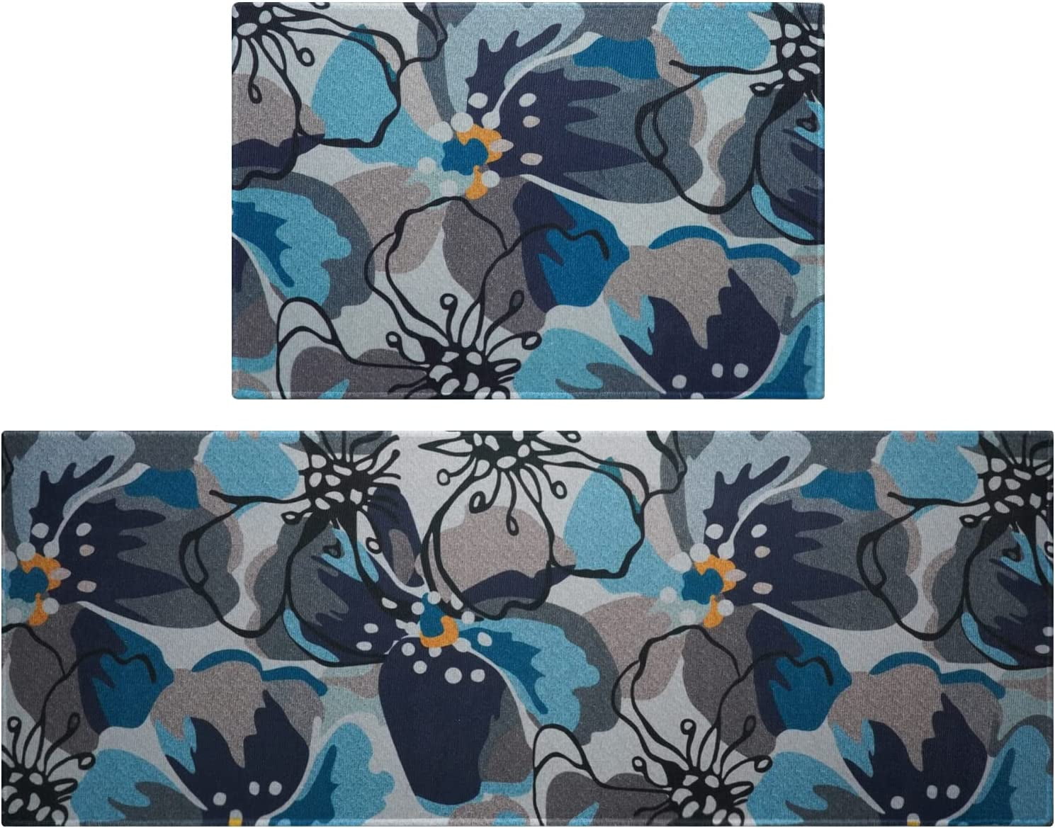 Boho Kitchen Rug Set 2 Piece Washable Black and White Kitchen Rugs