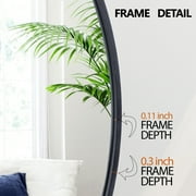 ZENY 24 inch Round Wall Mirror Modern Black Frame Bathroom Circle Mirror