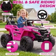 Ktaxon 12V Kids Electric Ride On Car w/ Parent Remote Control, Bluetooth, Lights, 3 Speeds, Powered Wheel Ride On Toy for Boys & Girls Ages 2-6, Rose Red