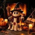 thumbnail image 6 of Voglyf Light Up Ghost Witch Figurine, 5.9" Wooden-Look Halloween Skeleton Decoration with Warm LED Lantern, Cute Spooky Collectible Statue for Indoor Tabletop, Mantel, Desk and Party Decor, 6 of 6