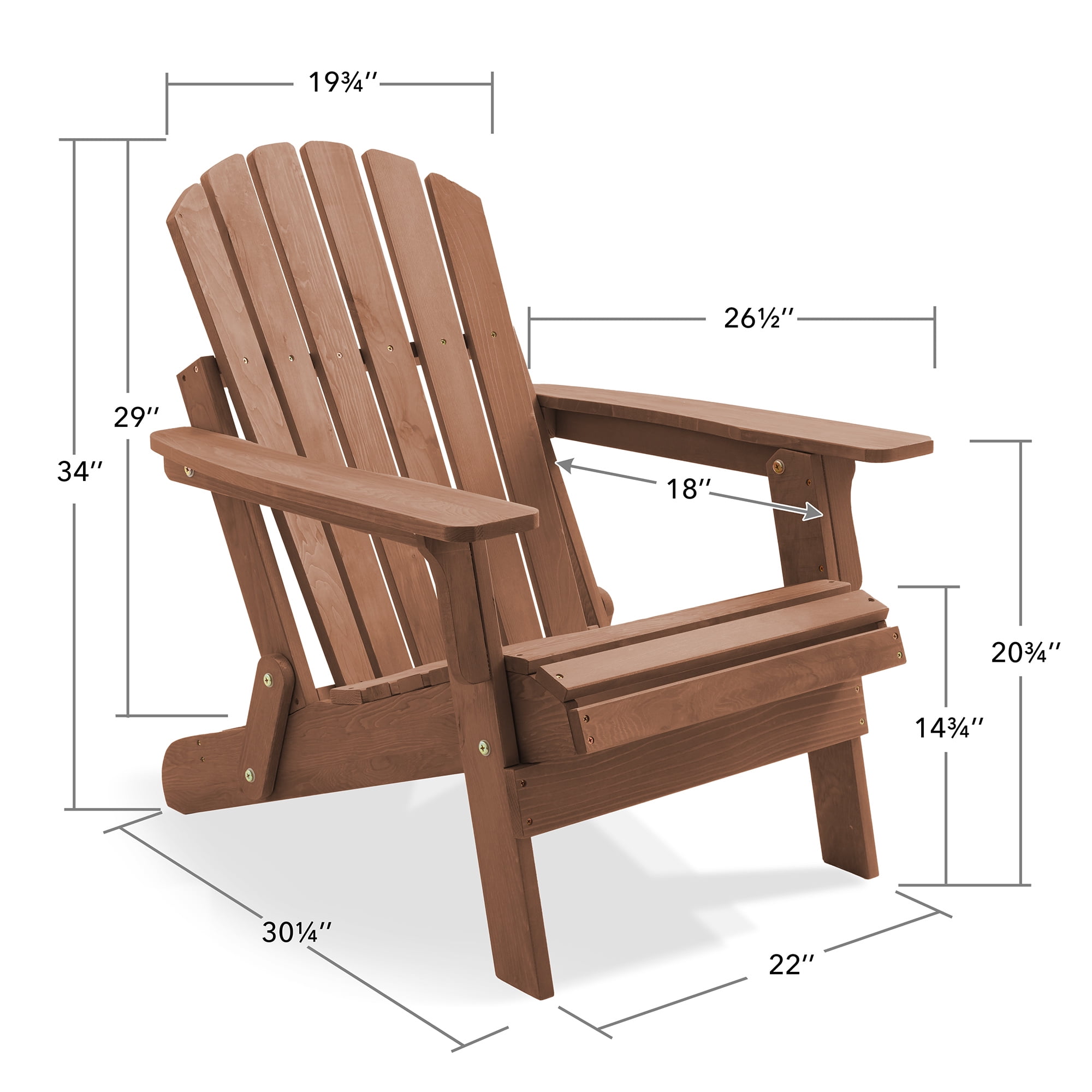Oversized Folding Adirondack Chair, Cedar Wood Outdoor Fire Pit Lounge Chairs for Patio, Deck, Lawn, Garden, Partially Pre-Assembled - Espresso