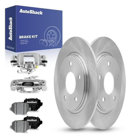 AutoShack Rear Brake Rotors Ceramic Brake Pads Calipers | Replacement for 2012-2016 Dodge Grand Caravan 2012-2016 Chrysler Town & Country 2012-2015 Ram C/V 2013-2014 VW Routan | 8-PC Brake Kit