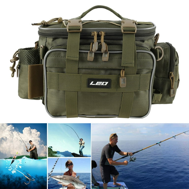 Waterproof Canvas Fishing Tackle Bag - Large Capacity Lure Storage Pouch  for Outdoor Sea Fishing