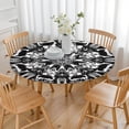 thumbnail image 3 of Black White Tie Dye Mandala Pattern Round Fitted Tablecloth with Elastic Edge,Dining Table Cover Waterproof,Outdoor Round Tablecloth for Camping,Dining,Indoor and Outdoor, 3 of 7