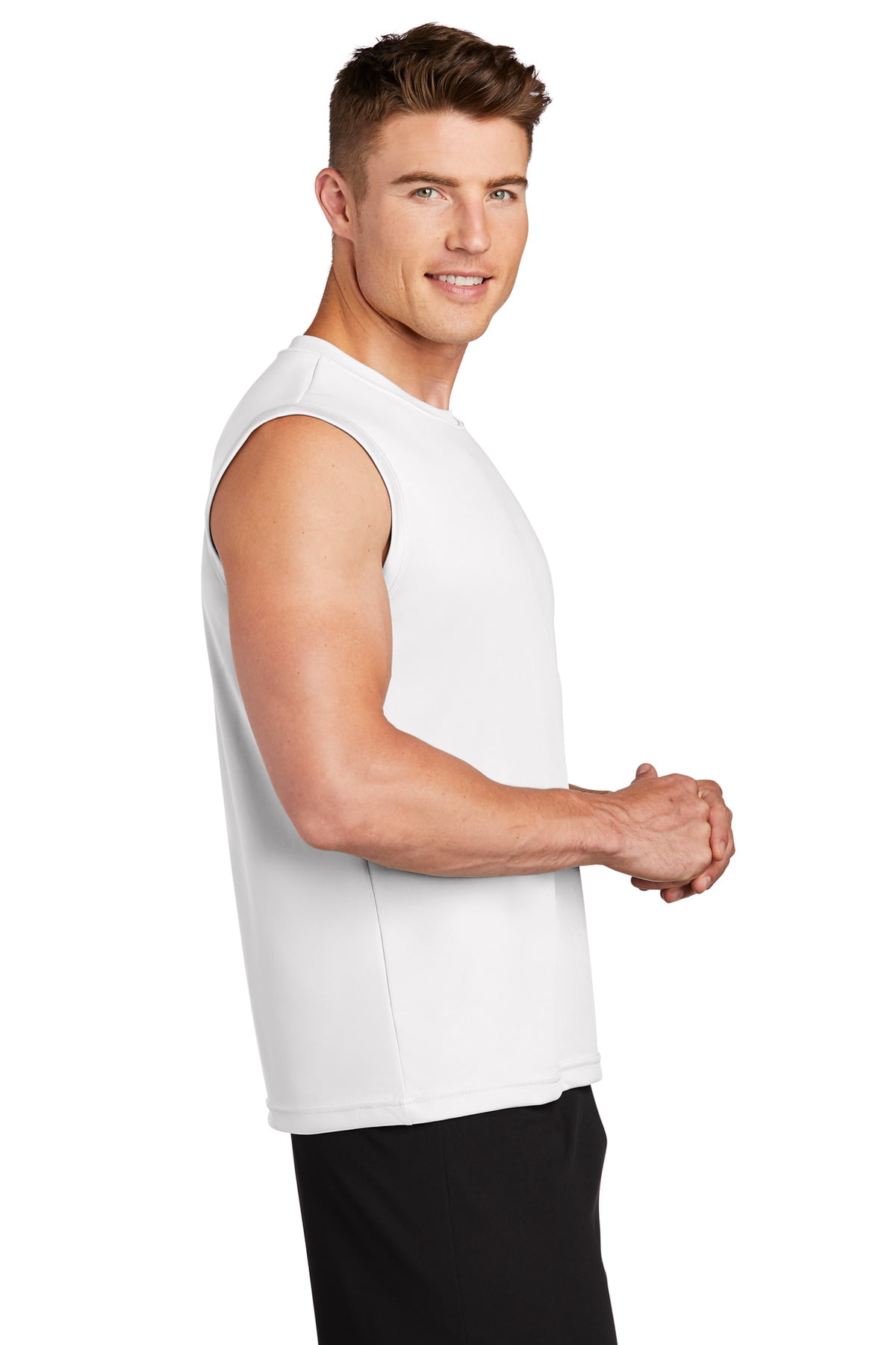 Sport-Tek - PosiCharge Mesh Reversible Tank Top. T550 - Black / White -  Small at  Men's Clothing store: Athletic Tank Top Shirts