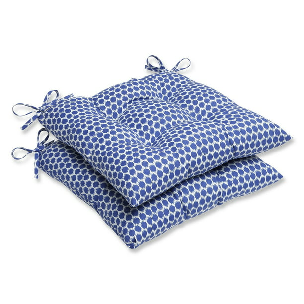 Set Of 2 Royal Blue And White Outdoor Polka Dot Patio Chair Cushions 19 Com - Royal Blue Patio Chair Pads