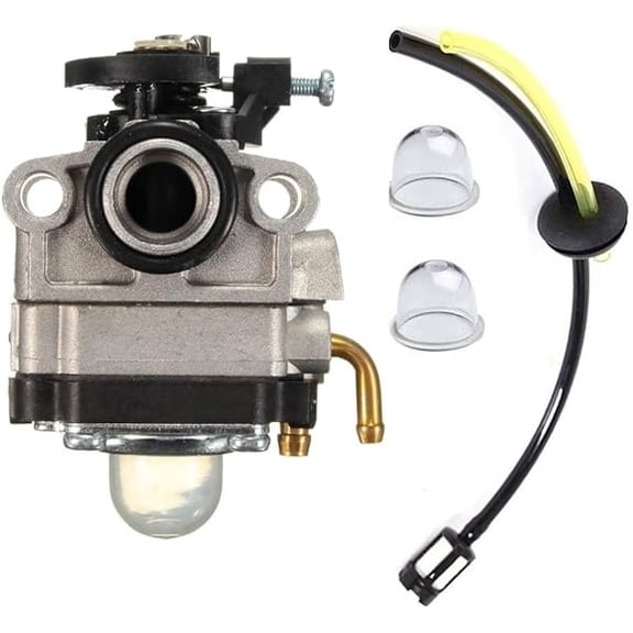 Carburetor Replacement with Primer Bulb and Fuel Line Kit Compatible with Troy-Bilt TB26TB TB475SS TB525CS TB146EC TB590BC TBE515 Gas Trimmers
