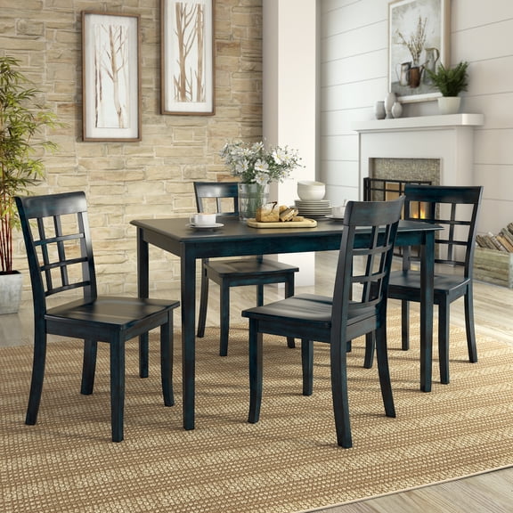 Lexington 5-Piece Wood Dining Set with 4 Window Back Chairs, Multiple Finishes