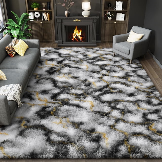 Alfombra LOCHAS 244x305 cm Ultra Suave y Esponjosa Gris Oro