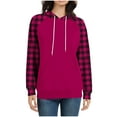thumbnail image 4 of EchfiProm Sweatshirts for Womens Pullover Cute Hoodies Plaid with Pockets Hooded Ladies Tops Long Sleeve, 4 of 6