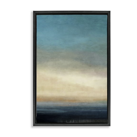 Stupell Industries Deep Blue Ocean Abstract Coastal Painting Black Floater Framed Canvas Art Print Wall Art, 17 x 25