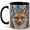 Black, variant on Jeweled Fox Coffee Mug, Woodland Fox Mug, Ceramic 11 oz