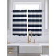thumbnail image 2 of Navy Blue Gray Stripe Kitchen Curtains 54 Inches length, Modern Farmhouse Horizontal Striped Window Treatment Curtain Drapes, Decorative Window Curtains for Bedroom Cafe, 52"x54", 2 Panels, 2 of 7