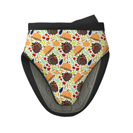 

Tebeau Thanksgiving Print Short Oven Mitts Heat Resistant Silicone Kitchen Mini Oven Mitts Non-Slip Grip Surfaces and Hanging Loop Gloves
