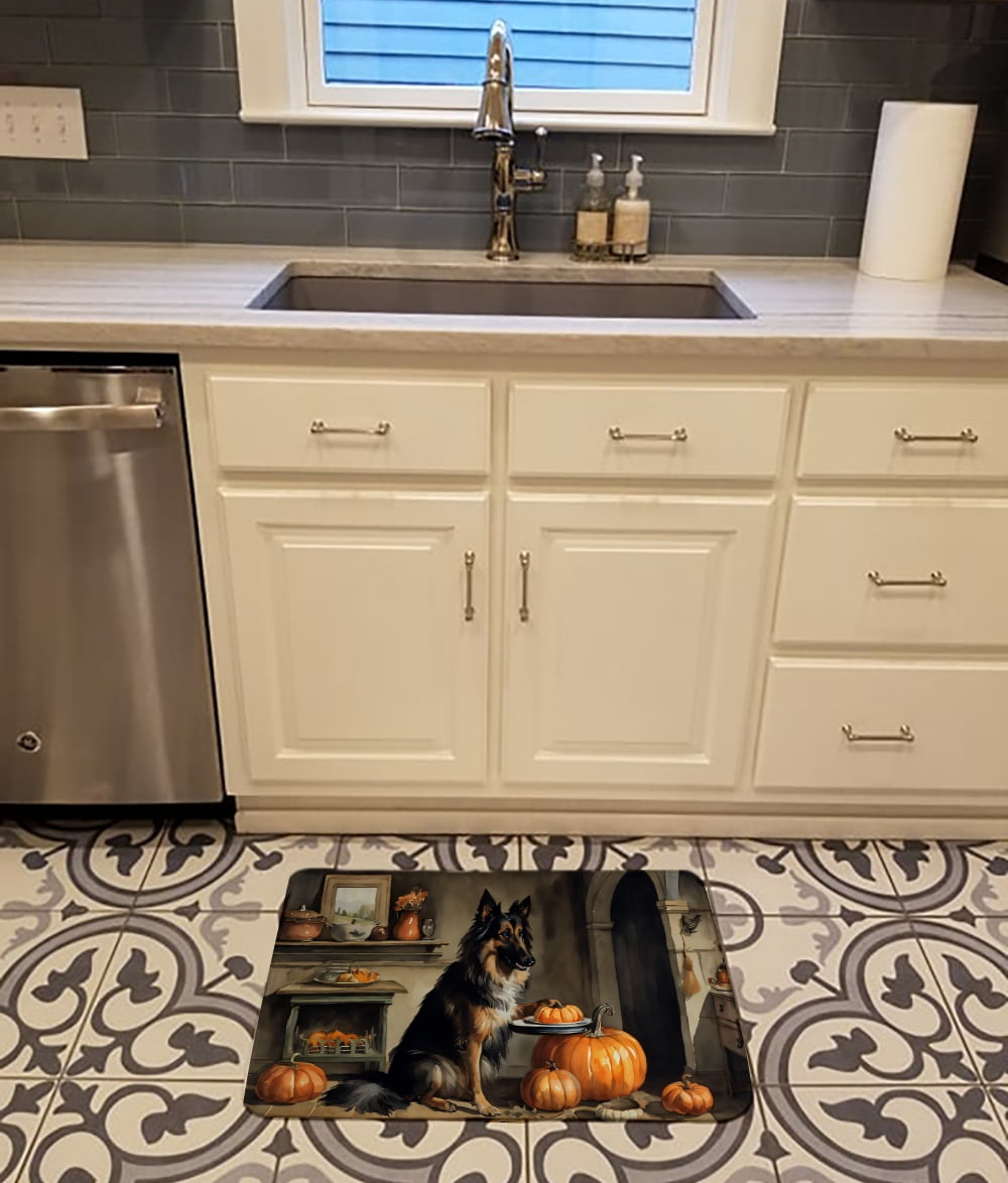 Carolines Treasures DAC1736RUG 19 x 27 in. Unisex Belgian Tervuren Fall Kitchen Pumpkins Memory Foam Kitchen Mat