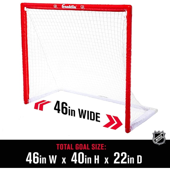 Youth Street Hockey Set - (2) Kids Junior Hockey Sticks, PVC Goal Roller Hockey Ball Included - Indoor Outdoor Net - ", Red