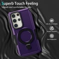 thumbnail image 3 of ELEHOLD Rugged Case for Samsung Galaxy A14 5G Heavy Duty Case with Foldable Ring Holder Kickstand Function Non-Slip Military Grade Drop Protection Shockproof Cover for Samsung Galaxy A14 5G,darkpurple, 3 of 8