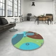 thumbnail image 3 of Ahgly Company Indoor Round Patterned Turquoise Green Area Rugs, 8' Round, 3 of 6
