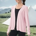 thumbnail image 4 of TKLPEHG Women's Sun Protection Open Front Sun Shirts Solid Color Casual Summer Long Sleeve Outdoor Hiking Cardigan with Pockets (Pink,XXL), 4 of 8