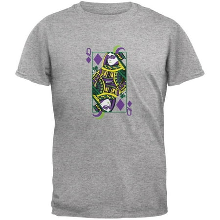 Mardi Gras Queen of Diamonds Heather Grey Adult T-Shirt - Large