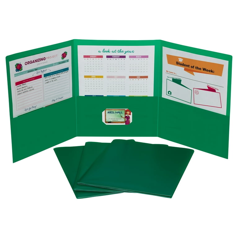 C-Line Tri-Fold Portfolio, Heavyweight Poly, Green, Pack of