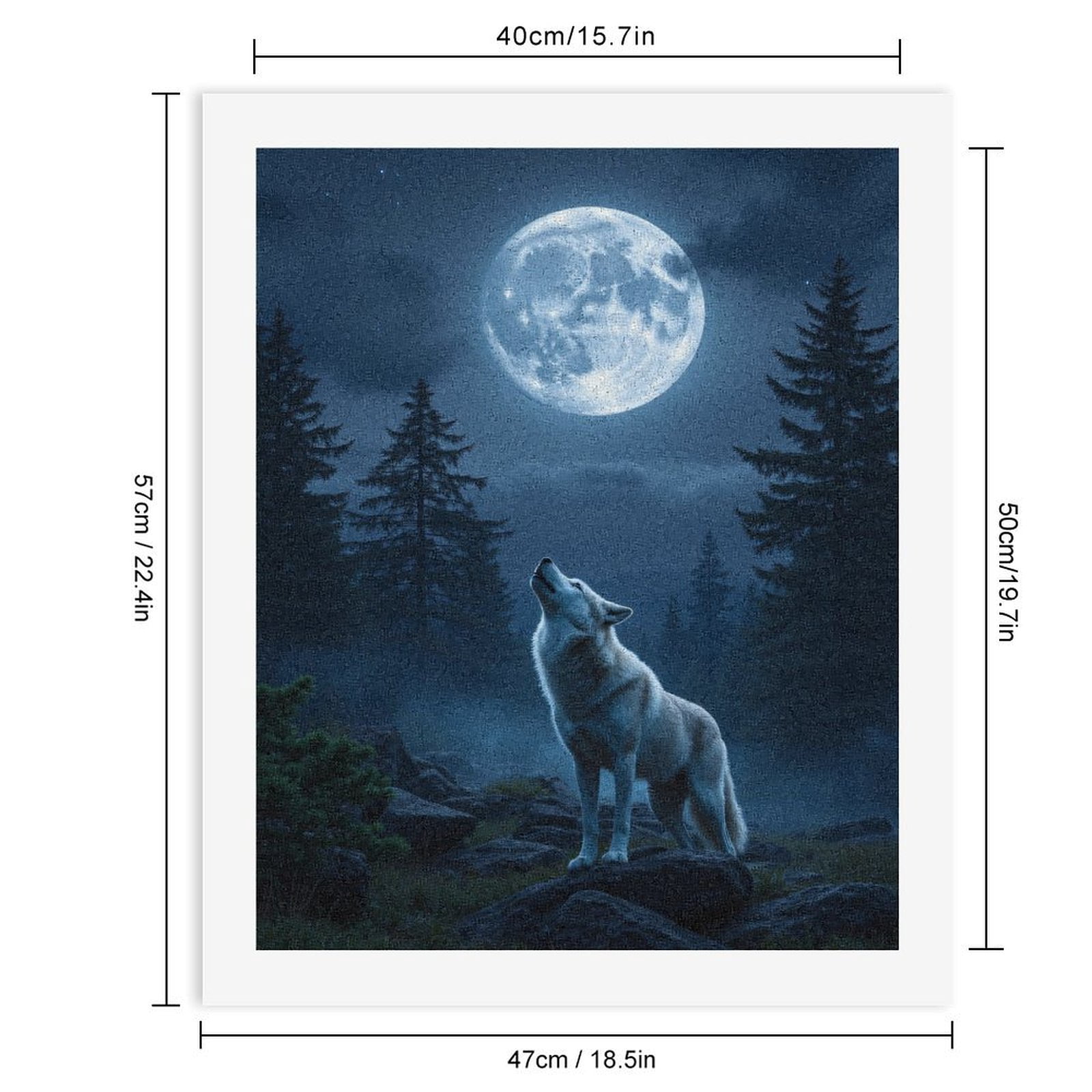 Paint By Numbers Kit for Adults Beginner - DIY Wolf Howling Night Full Moon Forest Canvas Painting Kits for Adults, Frameless Paint By Number for Adults for Home Wall Decor 16x20 Inch