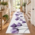 Hallway Runner Rug 2x6ft, Purple Tulip Floral Non Slip Kitchen Runner ...