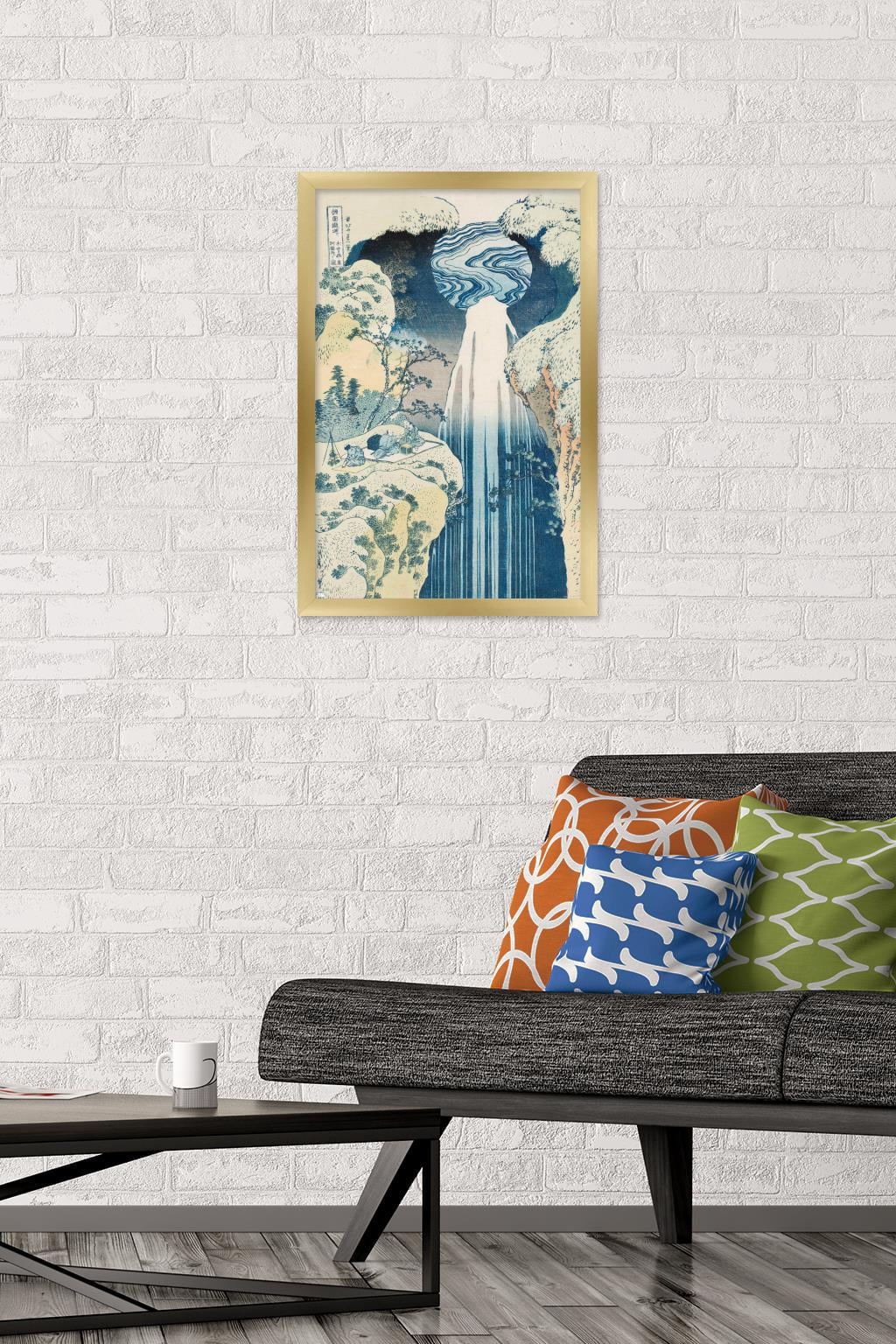 The Amida Waterfall in the Far Reaches of the Kisokaido Road Wall Poster, 14.725" x 22.375" Framed