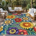 thumbnail image 2 of Boho Colorful Floral Outdoor Rug for Patio/Deck/Porch, Non-Slip Large Area Rug 5 x 8 Ft, Spring Flower Botanical Sunflowers Plant Indoor Outdoor Rugs Washable Area Rugs, Camping Rug Carpet Runner, 2 of 8