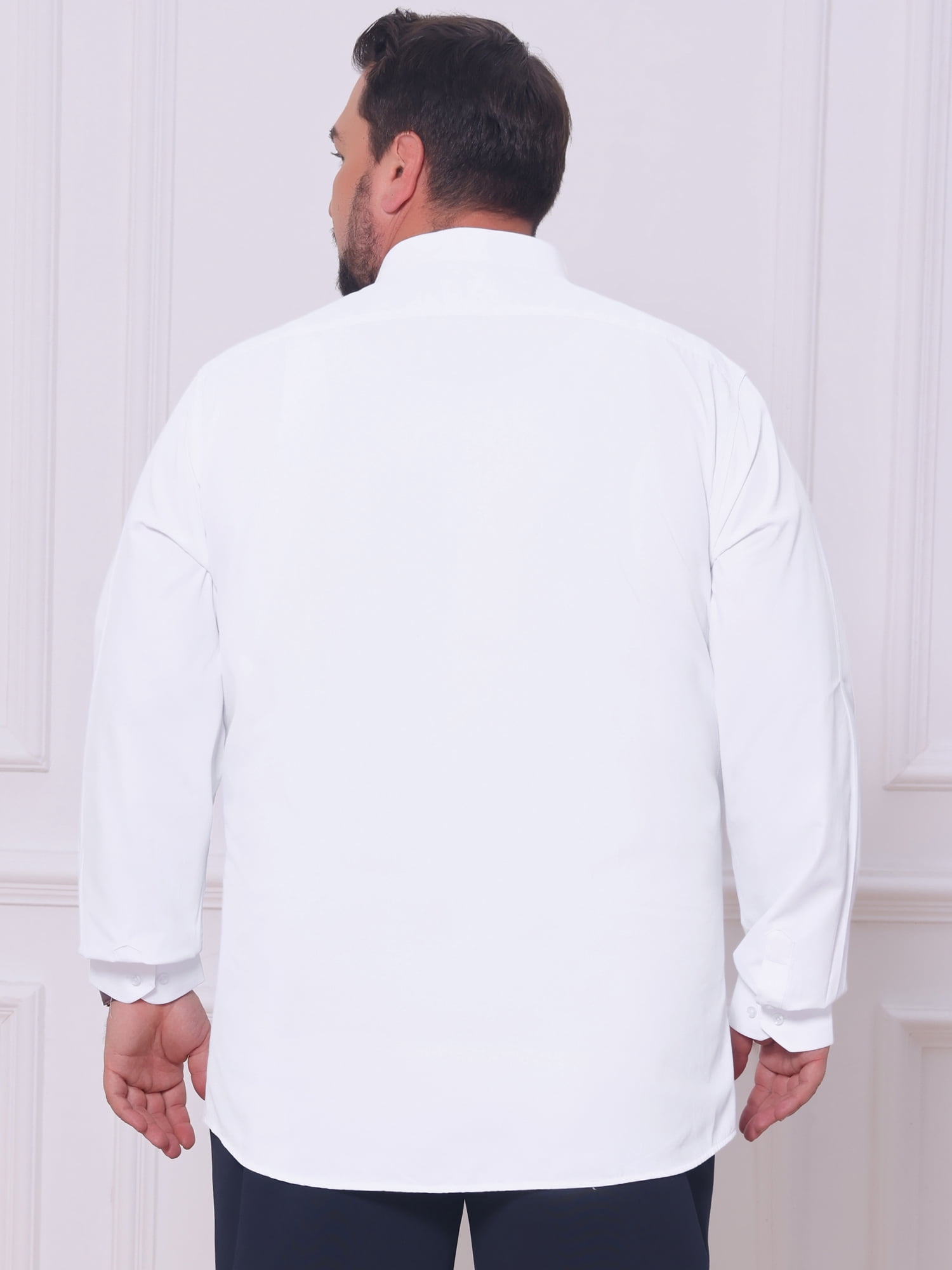 DARING DIVA Men's Big Tall Dress Shirts Long Sleeve Button Down Office Shirt 3XL White