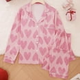thumbnail image 2 of Womens Pajamas Set Valentine's Day Theme Print Long Sleeve Shirts Pants Casual Cozy Loungewear Nightwear 2 Piece Sets for Women Pink L, 2 of 8
