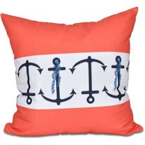 Simply Daisy 16" x 16" Anchor Stripe Print Outdoor Pillow