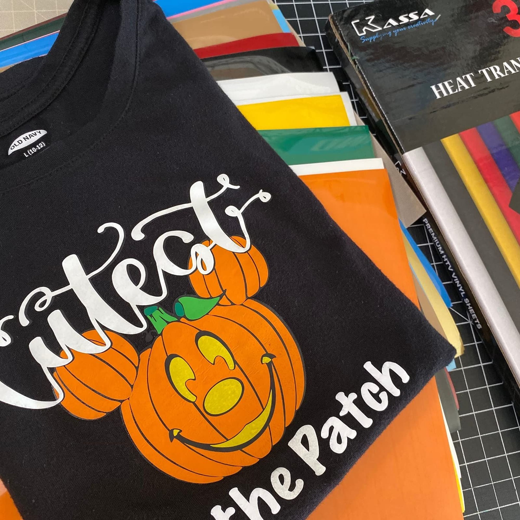 Kassa HTV Assorted Colors Heat Transfer Vinyl:30 Sheets is 12” x 10” Each; Iron-on,Clothing and Textiles; Includes Teflon Sheet and Weeding Tool for Easy Transfers,Leather.Multi-color