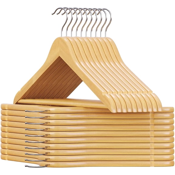 SONGMICS Wooden Coat Hangers 20 Pack, Solid Wood Suit hangers, Natural