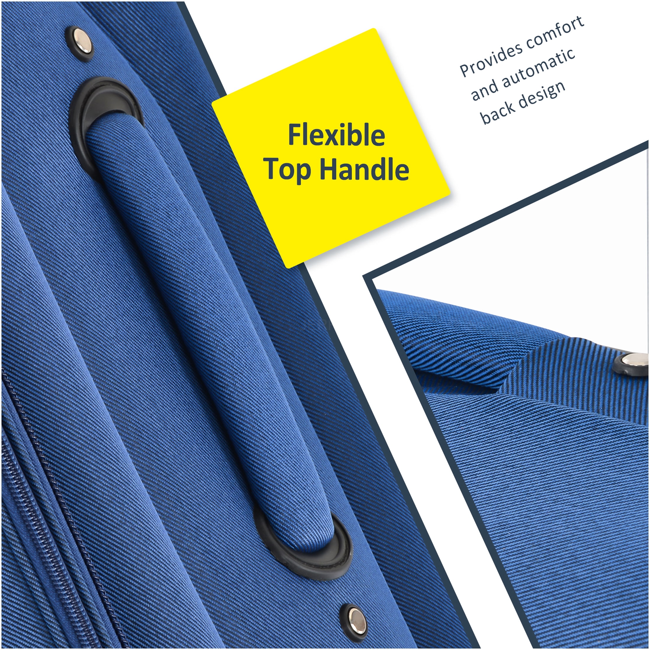 JERFIT 3-Piece Expandable Softside Spinner Luggage Set, Lightweight TSA Lock Suitcases, Blue Polyester Travel Carry-On & Check-In Bags