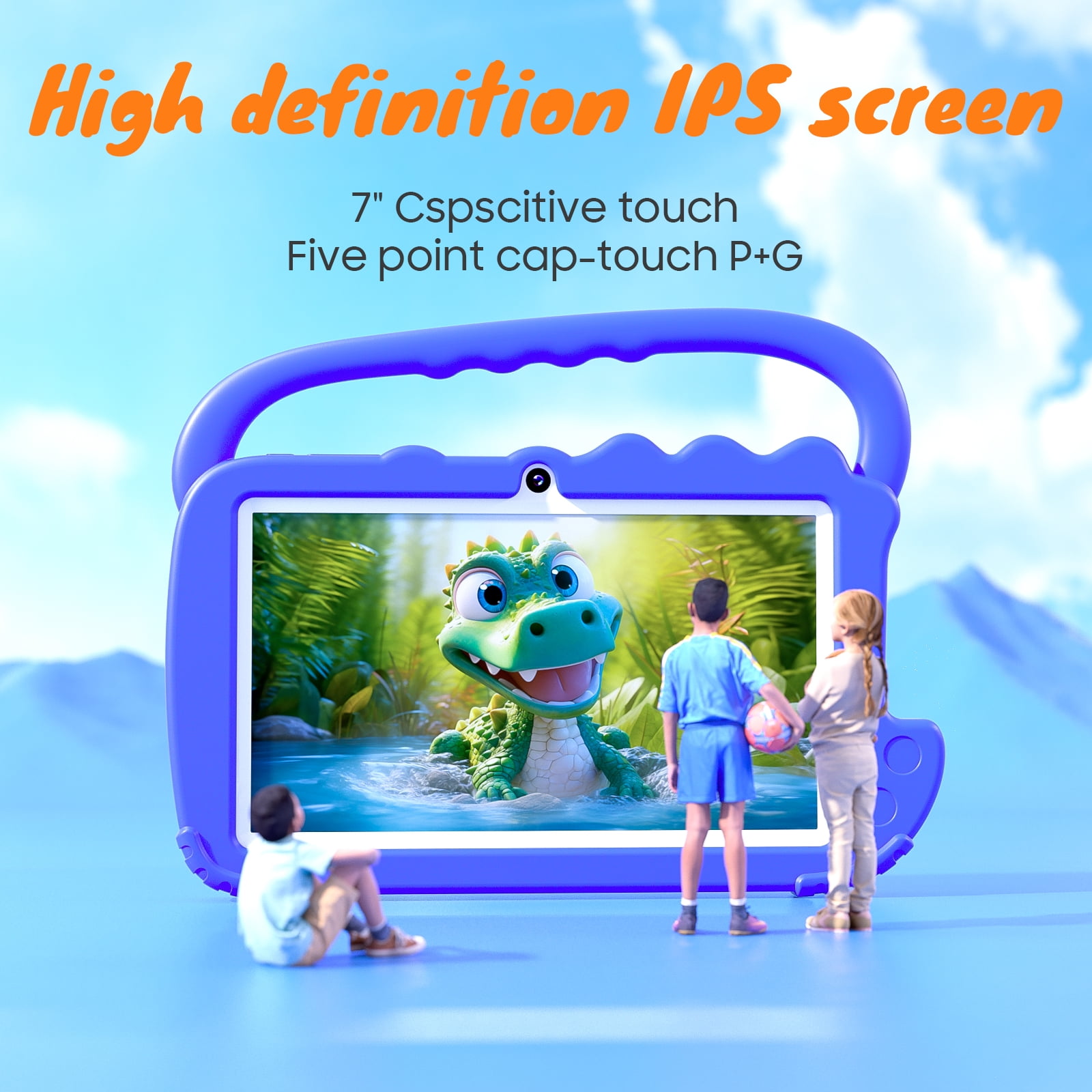 Kids Tablet 7 inch Android 12 Tablet for Kids, 4GB RAM 32GB ROM Quad Core Toddler Tablet with Shockproof Case, Parental Control, WiFi, BT, 3000mAh Battery, Dual Camera, Educational, Games, Blue
